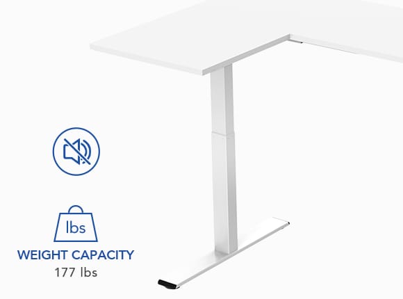 L-shaped standing desk with 177lbs weight capacity