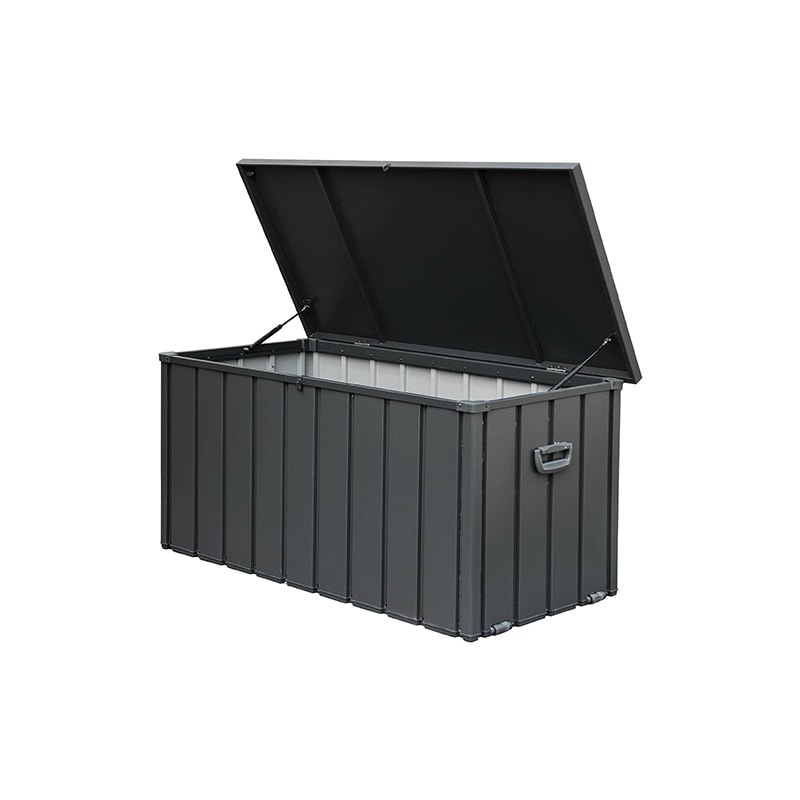 FLEXIMOUNTS 100 Gallon Metal Outdoor Storage Deck Box Waterproof, Outdoor Storage Bench£¬Black