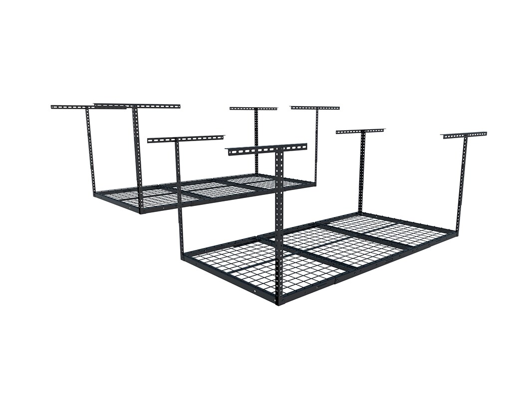 FLEXIMOUNTS 2-pack 3x6 Heavy Duty Overhead Garage Adjustable Ceiling Storage Rack, (2-Rack-Package Black)