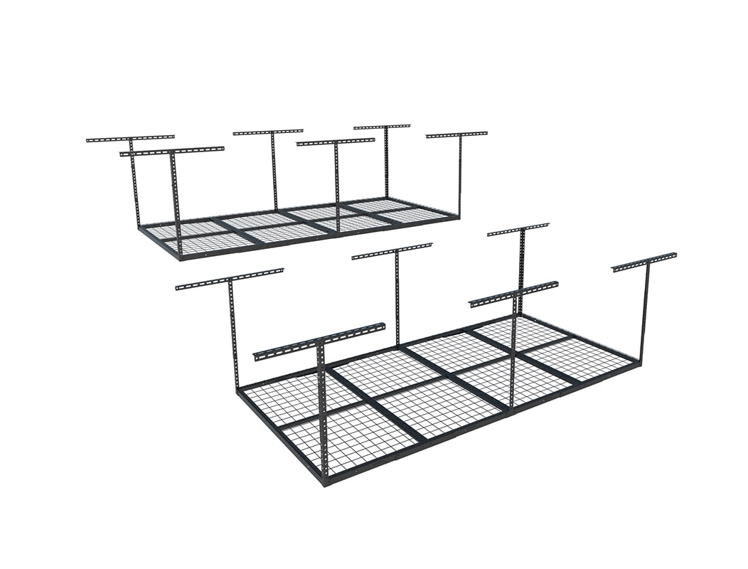 FLEXIMOUNTS 2 Pack 4x8 Overhead Garage Storage Rack, Black
