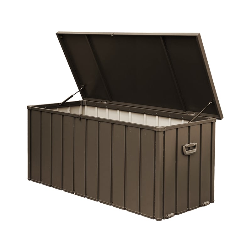 FLEXIMOUNTS 150 Gallon Deck Box Metal Outdoor Deck Box,Brown