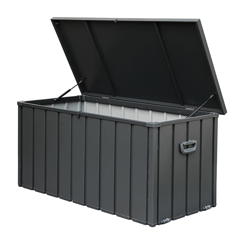 FLEXIMOUNTS 160 Gallon Large Patio Storage Bin for Outside Cushions, Throw Pillows, Garden Tools, Lockable,Black