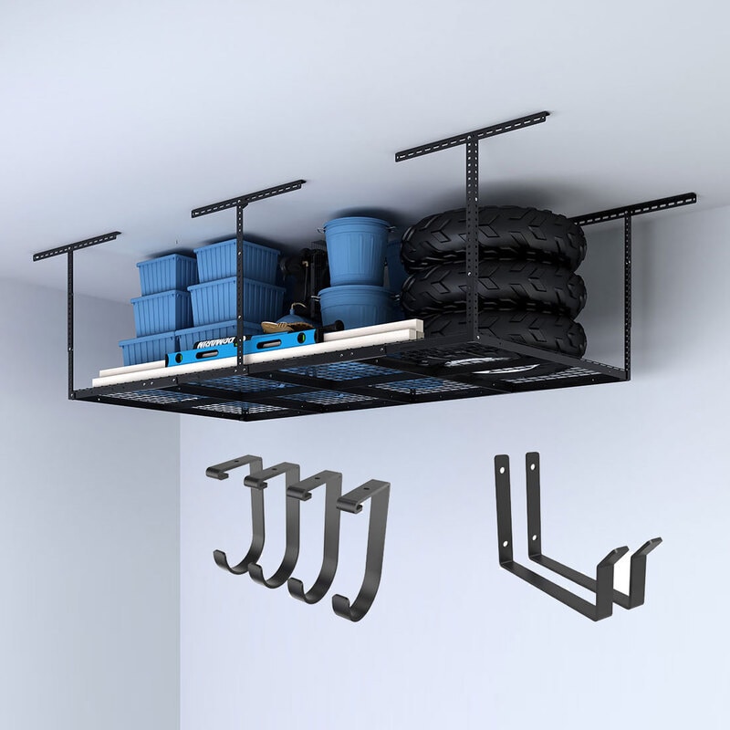 Classic 4' x 8' Ceiling Storage Rack w/Hooks