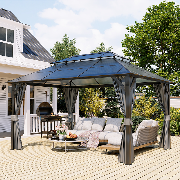 【シーホー】 outdoor-hardtop-gazebo-with-polycarbonate-double-roof-canopy-10