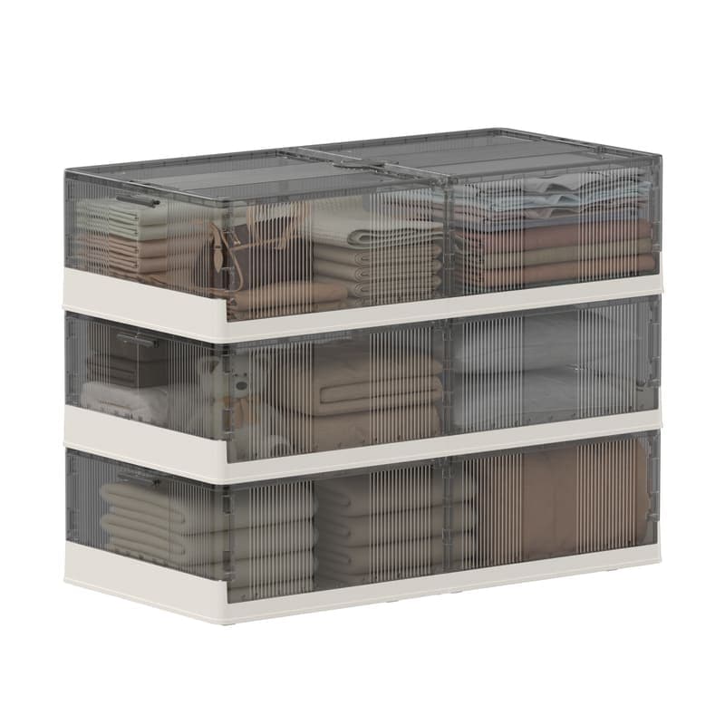 FLEXIMOUNTS 3 Pack Under Bed Storage with Wheels,Collapsible Containers Stackable Under bed Organizer Bins for Clothes, Blankets, Shoes, Books