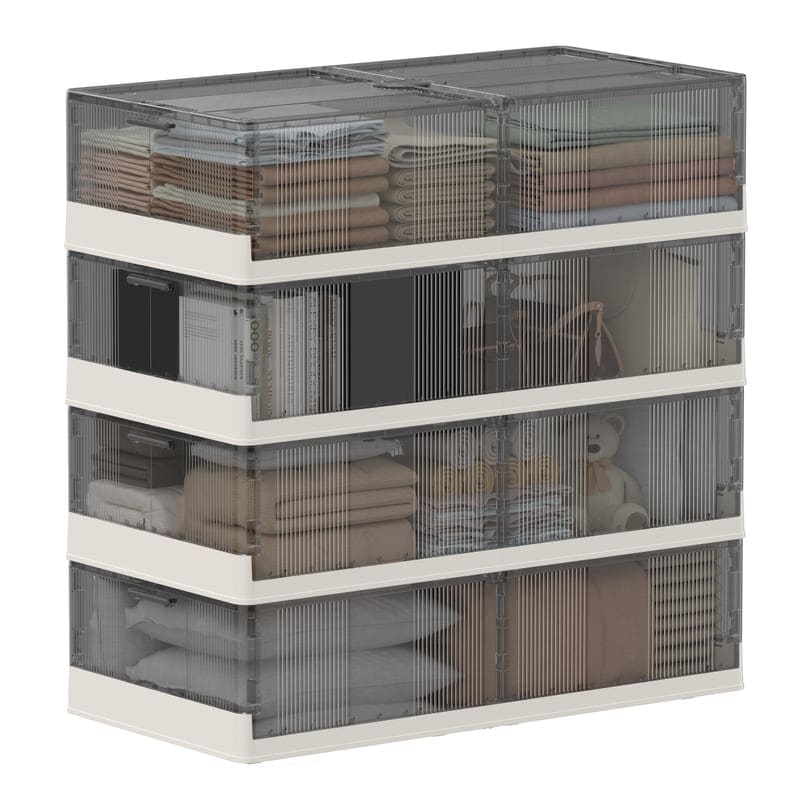 FLEXIMOUNTS 4 Pack 108 QT Foldable Underbed Storage Containers,Collapsible Containers Stackable Under bed Organizer Bins for Clothes