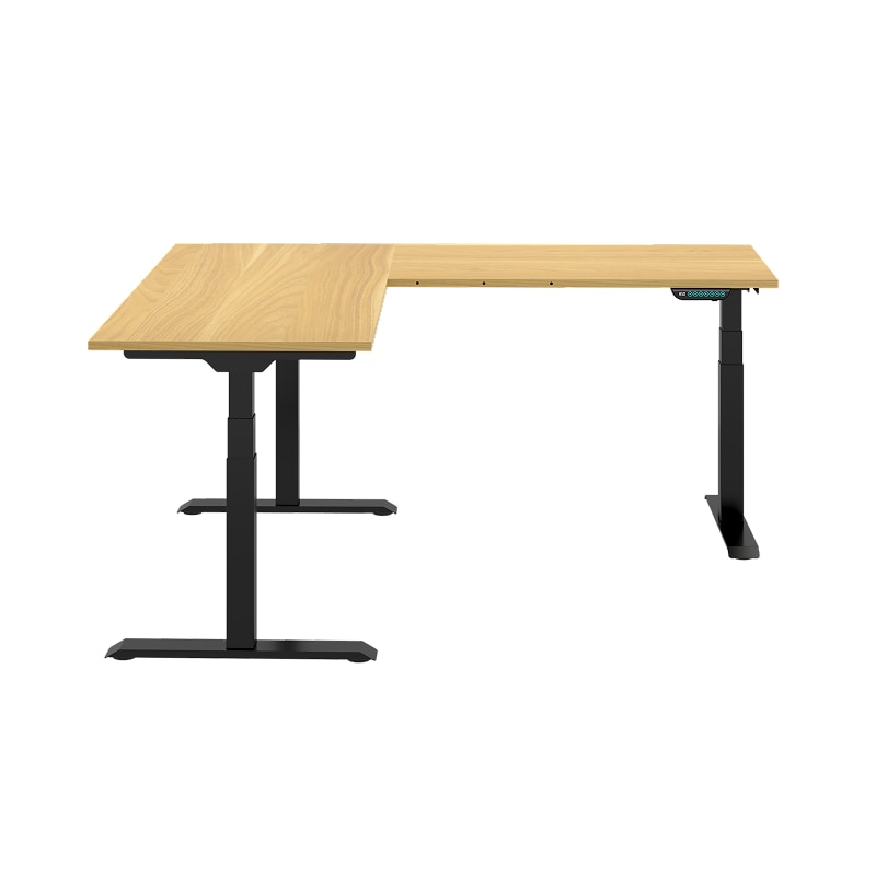 FLEXIMOUNTS  L-shaped Electric Height Adjustable Workbench with 72"¡Á30"+48"¡Á30" Rubber Wood Desktop