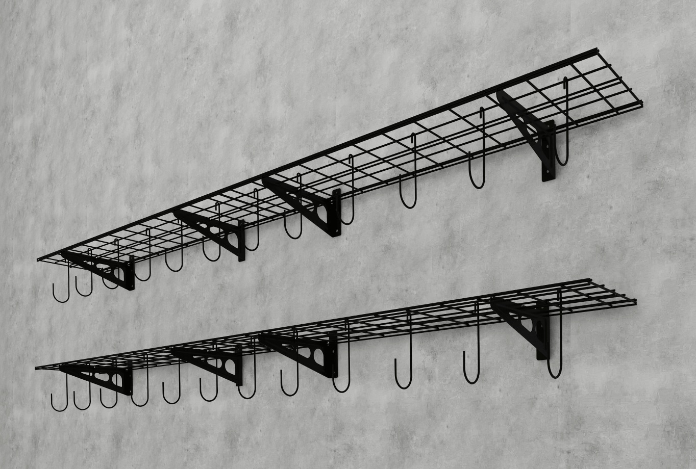 Garage Wall Shevling, 1x4 ft w/ 6 Bike Hooks | FLEXIMOUNTS