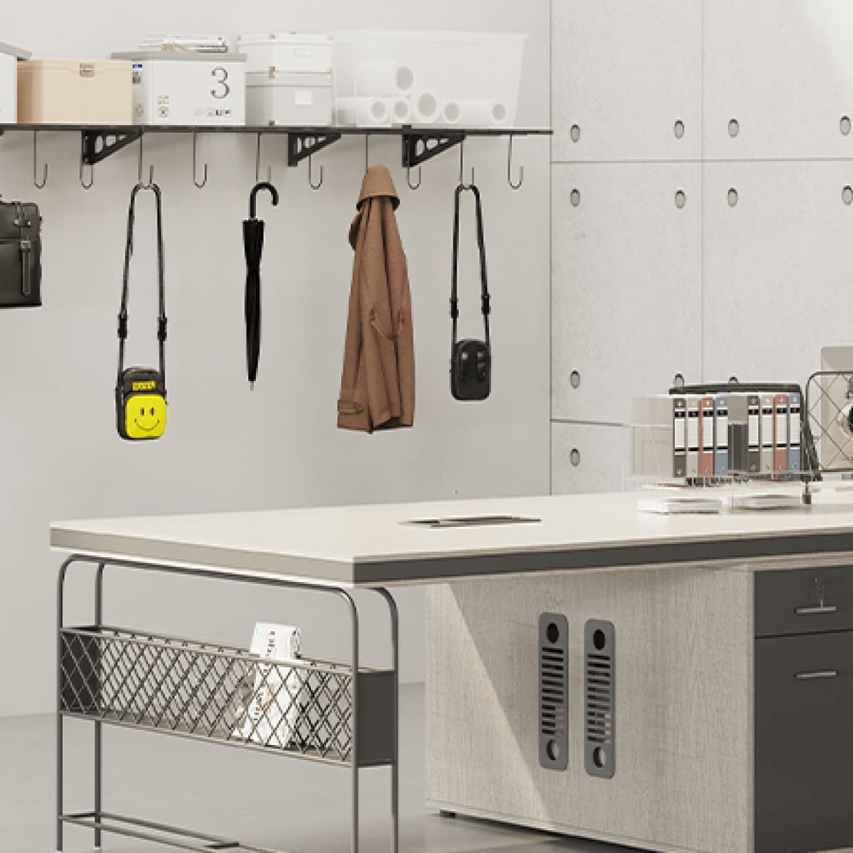 Garage Wall Shevling, 1x4 ft w/ 6 Bike Hooks | FLEXIMOUNTS