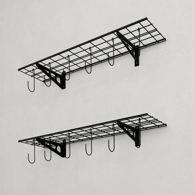 Garage Wall Shevling, 1x4 ft w/ 6 Bike Hooks | FLEXIMOUNTS