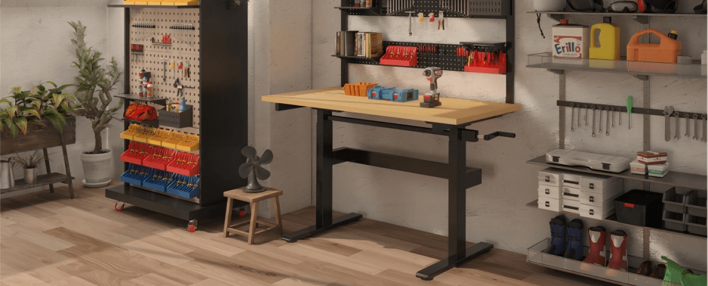 WB4B Hand Crank Height Adjustable Workbench | FLEXIMOUNTS