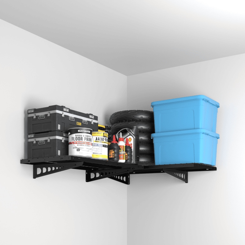 FLEXIMOUNTS Corner 2 Pack 2 x4 Wall Shelving L Shaped Heavy Duty Steel Frame for Garage Storage Up to 220 Pounds Per Black