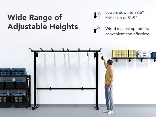 3x8 ft Motorized Garage Storage Shelving | FLEXIMOUNTS