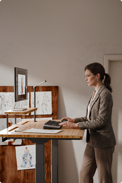 E7 Hive bamboo standing desk for home office work