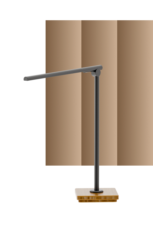 Detail shot, bamboo base LED desk lamp