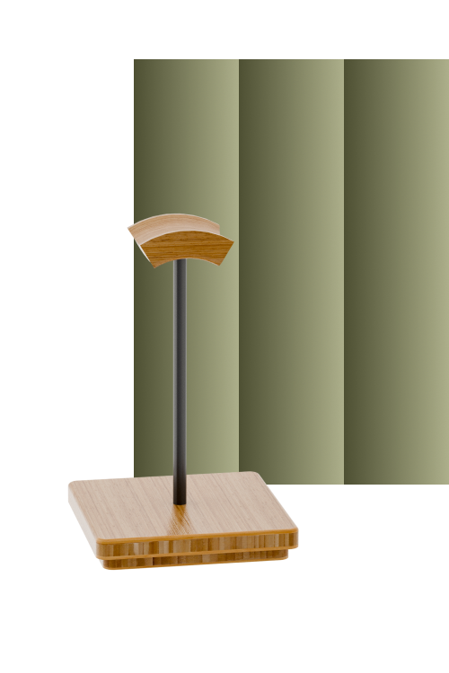 Detail shot, bamboo headphone stand