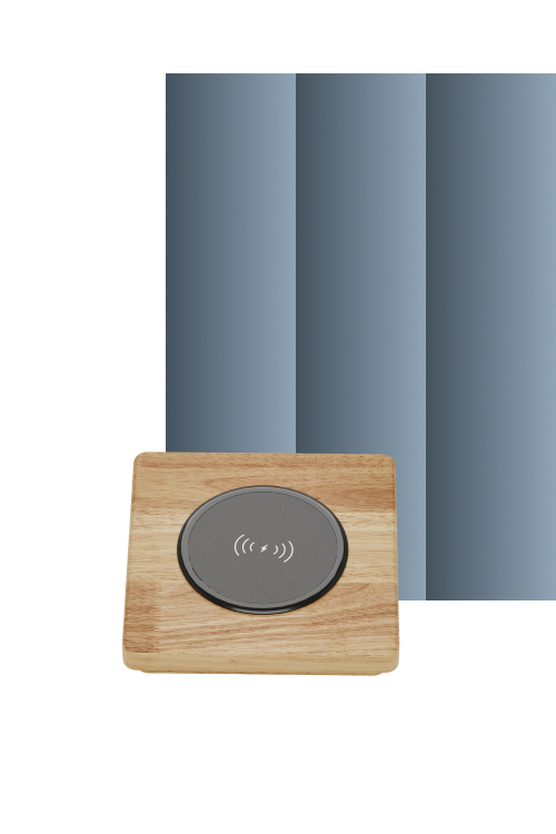 Detail shot, bamboo wireless charger