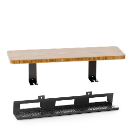 Detail shot, 2-in-1 monitor riser and cable management accessories