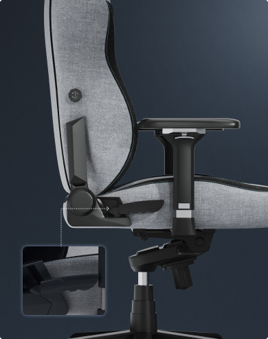 GC7 gaming chair showing the backrest recline adjustment lever