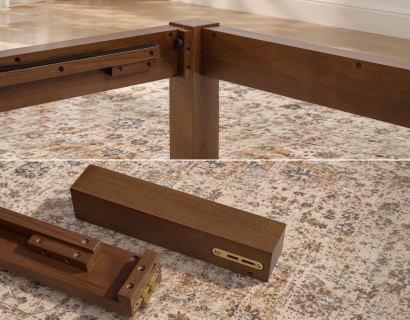 Precision Hardware Fasteners, Quick Assembly The precision-cut interlocking wood joints lock tightly together, holding the bed frame firm and eliminating wobbles or squeaks for quiet, peaceful sleep every night.