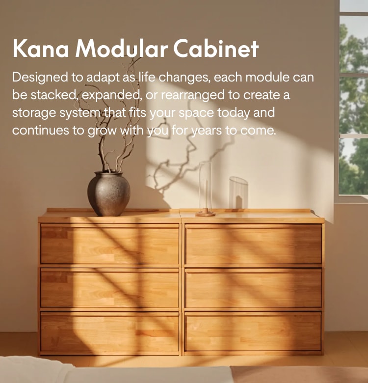 Kana Modular Cabinet with customizable stackable storage modules