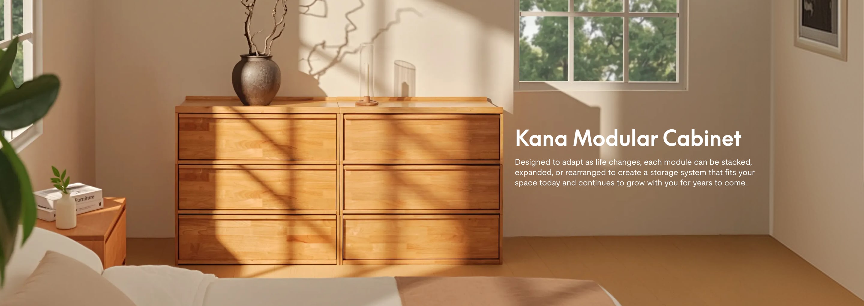 Kana Modular Cabinet with customizable stackable storage modules