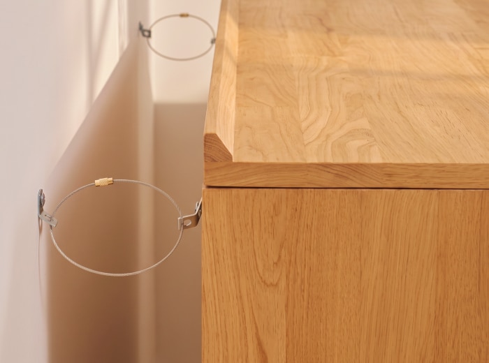 Kana Modular Cabinet secured with an anti-tip kit for added stability and safety