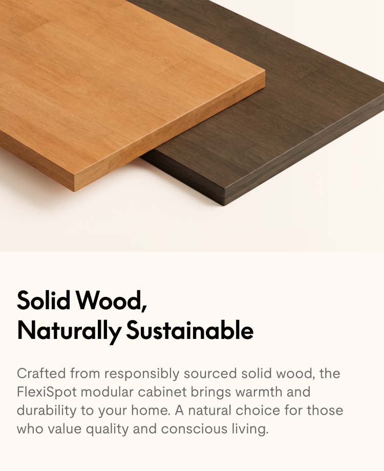 Kana Modular Cabinet crafted from solid rubberwood with natural wood grain