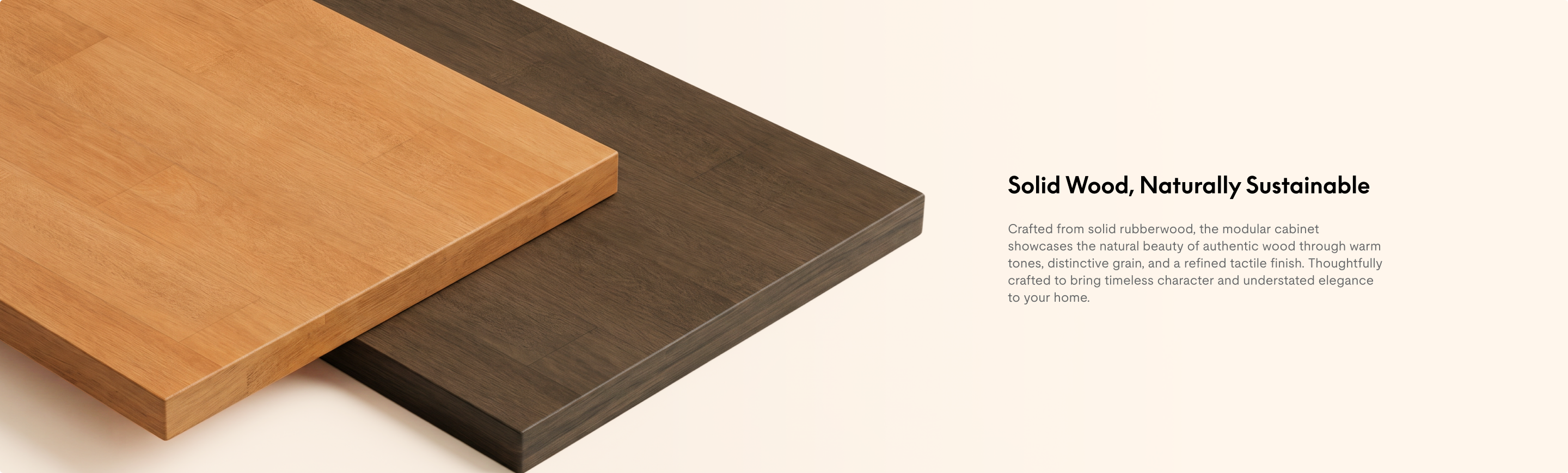 Kana Modular Cabinet crafted from solid rubberwood with natural wood grain