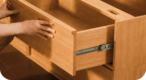 Kana Modular Cabinet with smooth-gliding drawers for quiet, effortless opening