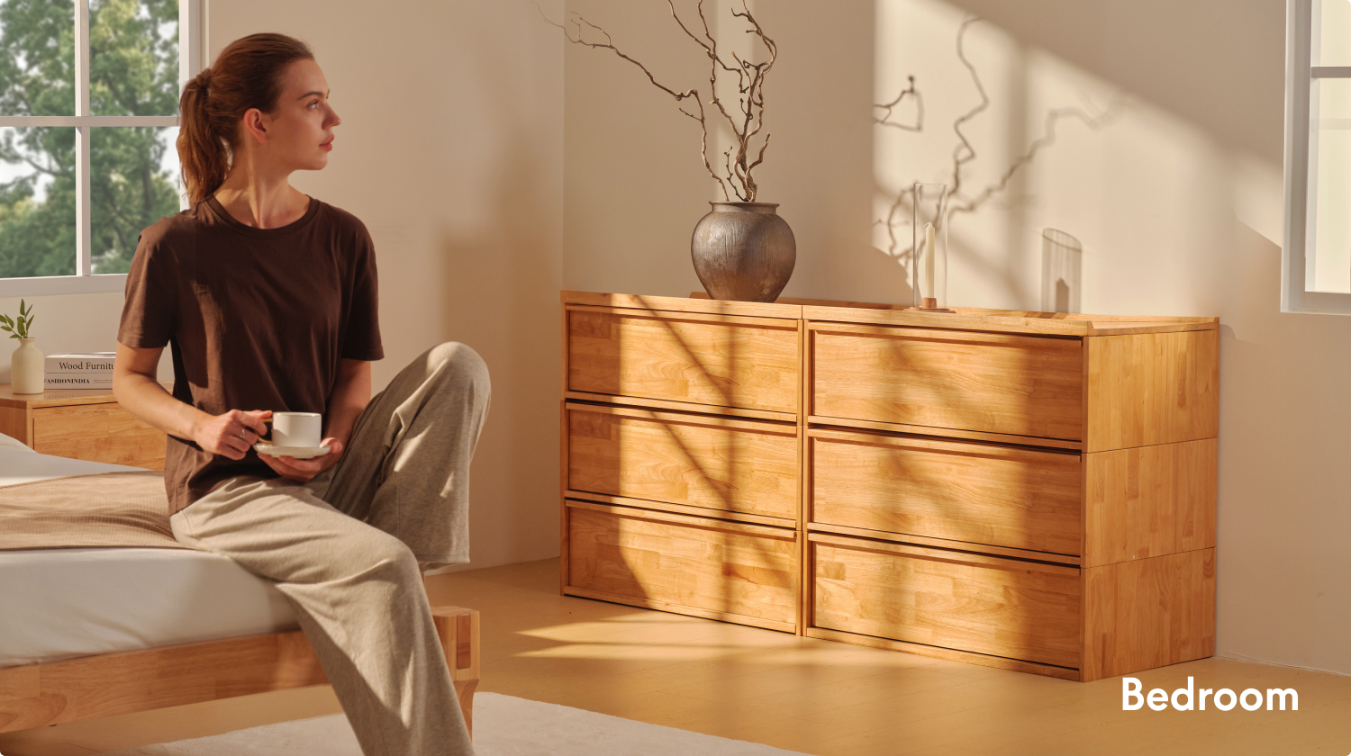 Kana solid wood 3x2 modular dresser in bedroom