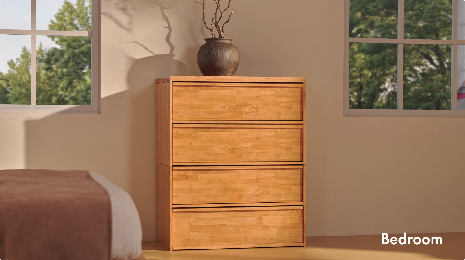 Kana solid wood 4x1 modular dresser in bedroom