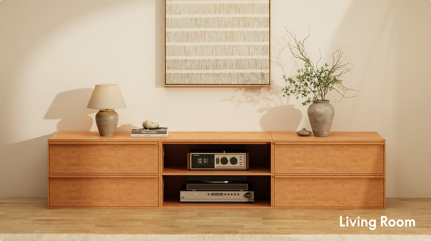 Kana solid wood 2x3 modular credenza in living room
