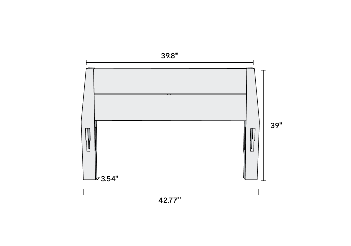 Twin XL headboard dimensions: 42.77" W × 3.54" D × 39" H