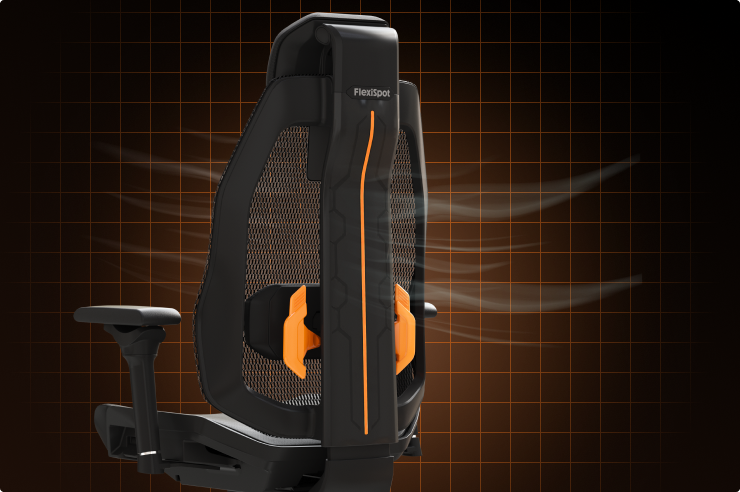 Wingo gaming chair flexible mesh backrest showing continuous airflow design