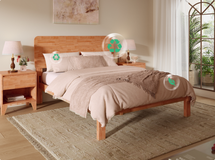 Responsibly Sourced Solid Wood Headboard with Durable Construction and Low-Emission Natural Materials