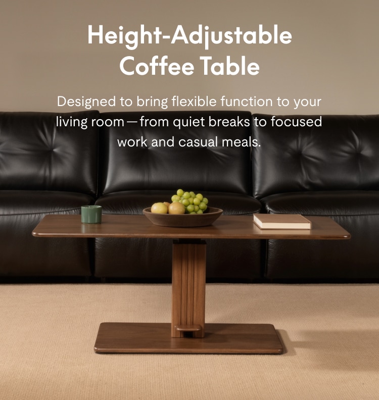 Height-adjustable coffee table in a living room