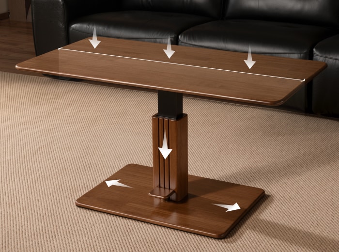 I-shaped support structure distributing weight evenly through the centered column and broad base