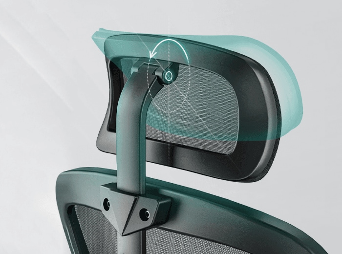 C2 ergonomic office chair headrest with 5.1 inch height adjustment and 30-degree rotation