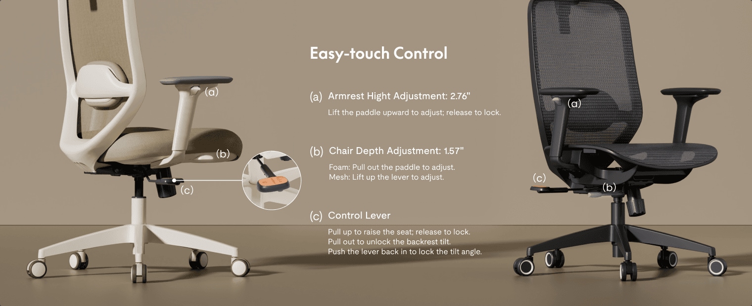 ergonomic chair C5 with easy-touch control
