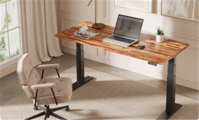 FlexiSpot premium finger-jointed acacia wood standing desk tabletop with natural grain