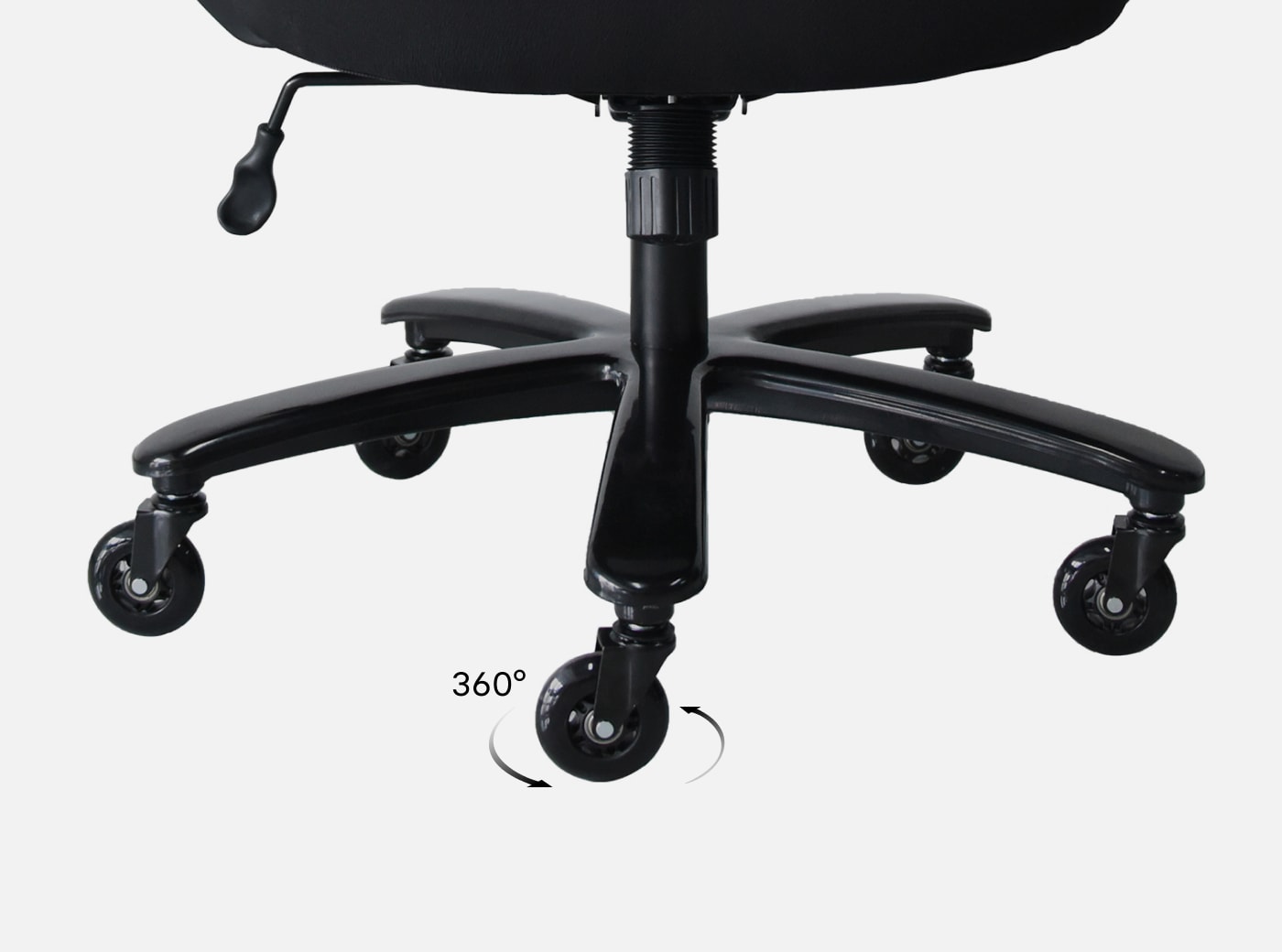C3 office chair base with 360‑degree rotating blade casters for smooth rolling movement