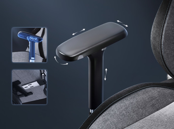 4D adjustable armrest detail of the GC7 ergonomic gaming chair