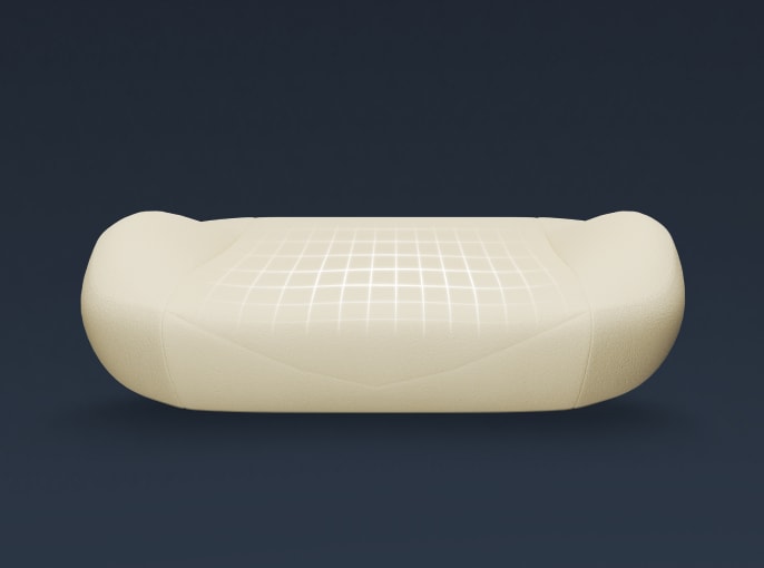 45 kg/m³ cold-cure foam cushion detail of the GC7 ergonomic gaming chair