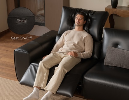 Power reclining sofa with smooth one-touch controls for personalized relaxation