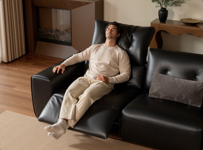 Reinforced frame supports up to 350 pounds on a durable power reclining sofa