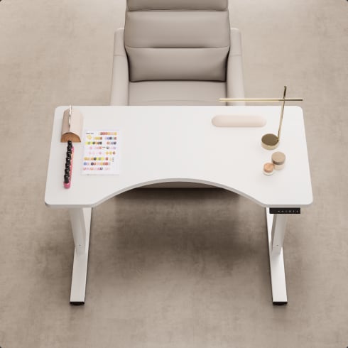 Curved manicure tabletop, sleek modern design for nail workstation