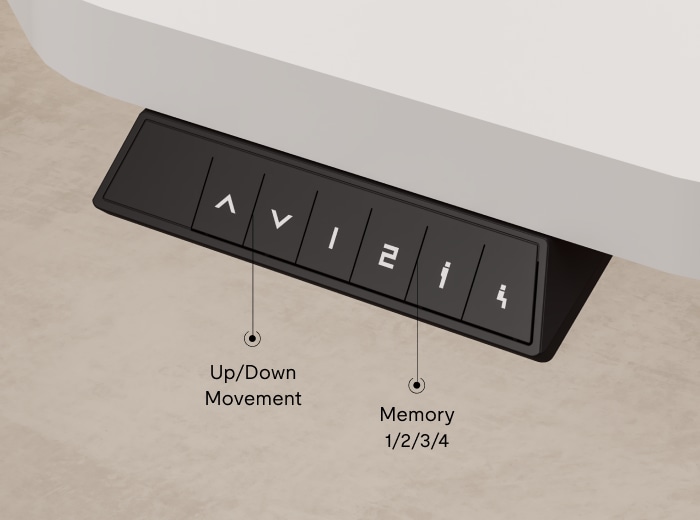 E2 desk leg hand controller, height adjustable keypad with up‑down control and 4 height memory presets