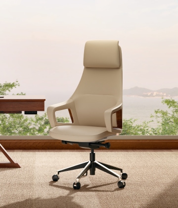 Beige high‑back ergonomic executive office chair