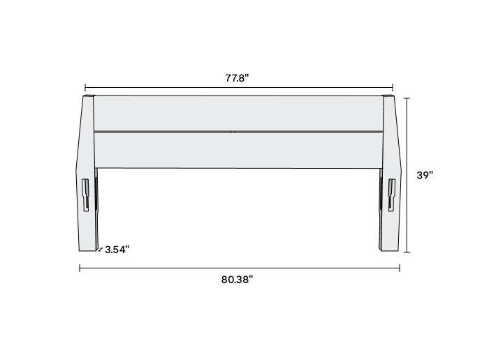 King headboard dimensions: 80.38" W × 3.54" D × 39" H